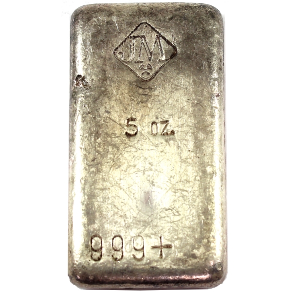 5oz Johnson Matthey Vintage .999+ Poured Silver Bar. Mintage of <200! (Tax Exempt)
