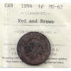 1-cent 1894 ICCS MS62 Red & Brown