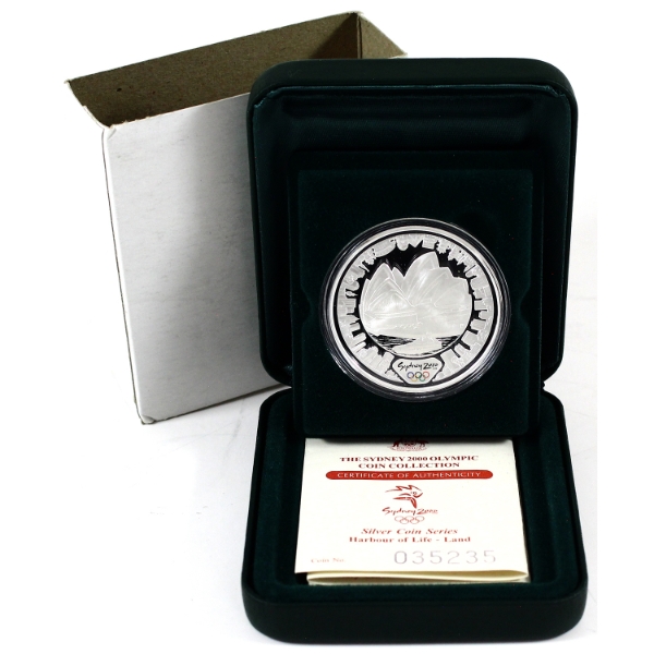 Australia 2000 $5 Sydney Olympic Games - Harbour of Life-Land 1oz Fine Silver Coin (Tax Exempt)