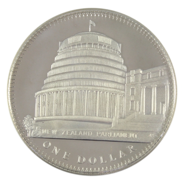 New Zealand 1978 Dollar 25th Ann. of Coronation and Opening of Parliament Building Sterling Coin