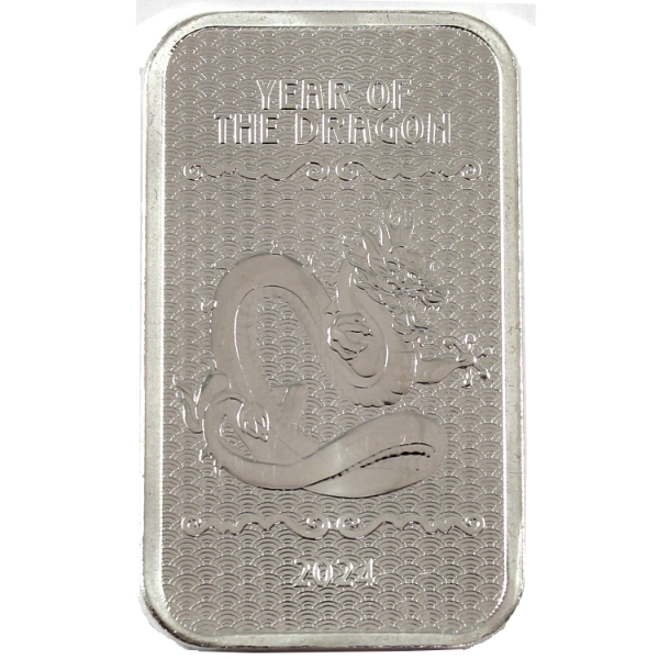 1oz APMEX 2024 Year of the Dragon .999 Fine Silver Bar (Tax Exempt)
