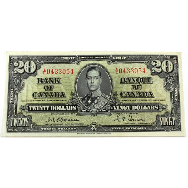 BC-25a 1937 $20 UNC or Better Osborne-Towers SN: A/E0433054
