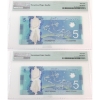 Image 2 : 2x BC-69a 2013 $5 PMG GEM UNC68 EPQ Macklem-Carney Printer: CBNC-Polymer SN: HBG3201185 & HBG3182666