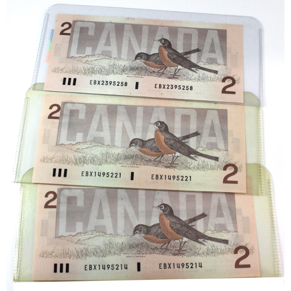 3 x EBX 1986 $2 Replacement Notes AU or Better Condition. 3pcs
