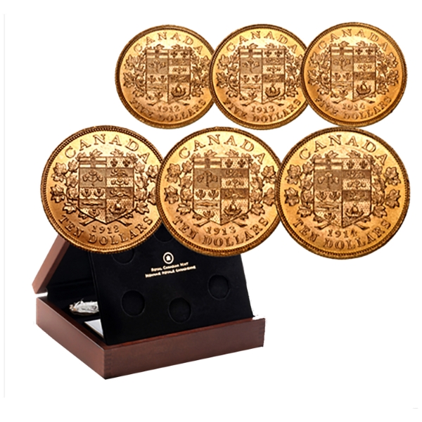 1912-1914 Gold $5 & $10 Premium Hand Selected 6-Coin Set - Offical Royal Canadian Mint Release