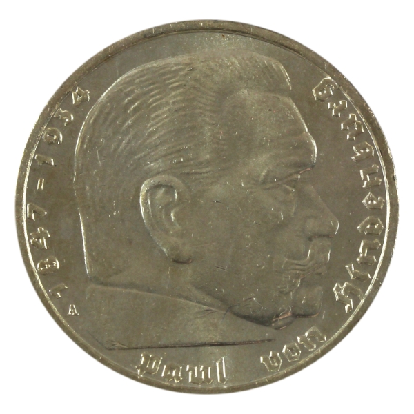 German Third Reich Silver 1938A 5 Reichmark Choice BU