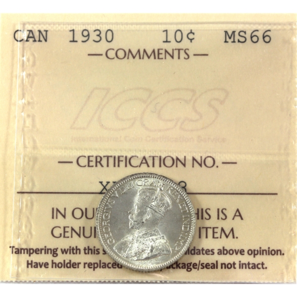 10-cent 1930 ICCS MS66