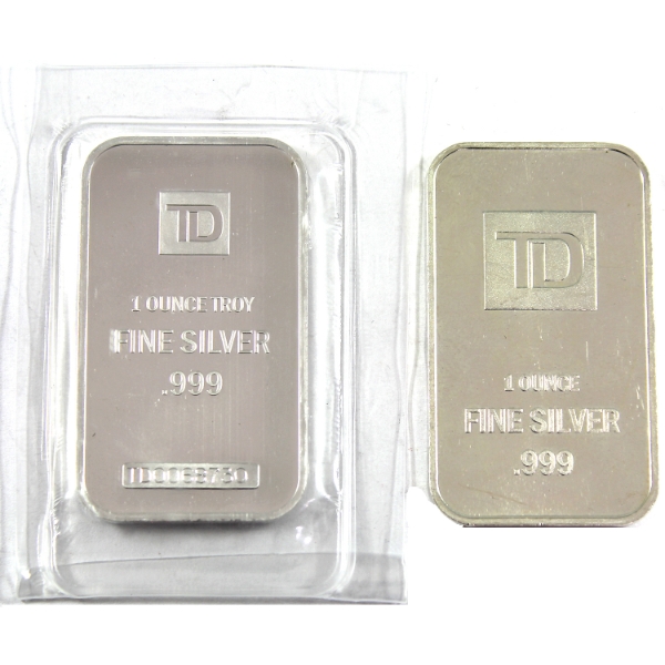 2x 1oz TD Bank .999 Fine Silver Bars. 2pcs. (Tax Exempt)