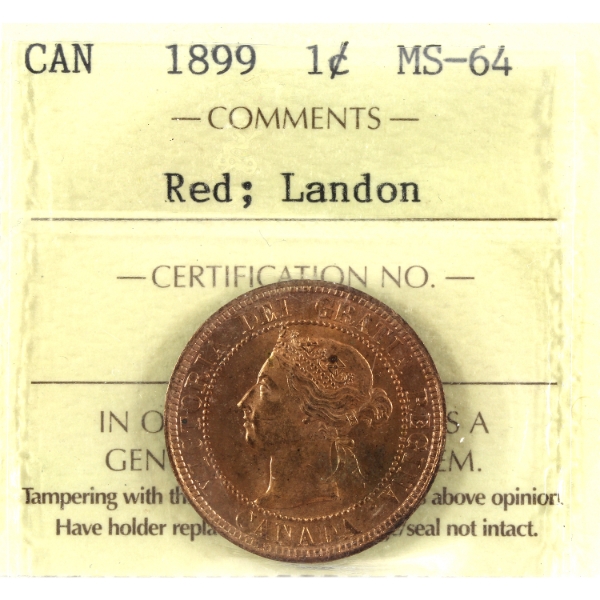 1-cent 1899 Landon ICCS MS64 Red