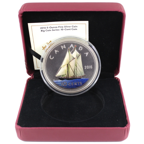 2016 Big Coin Series: 10-Cent Coin 5oz .9999 Fine Silver Coin (Tax Exempt)