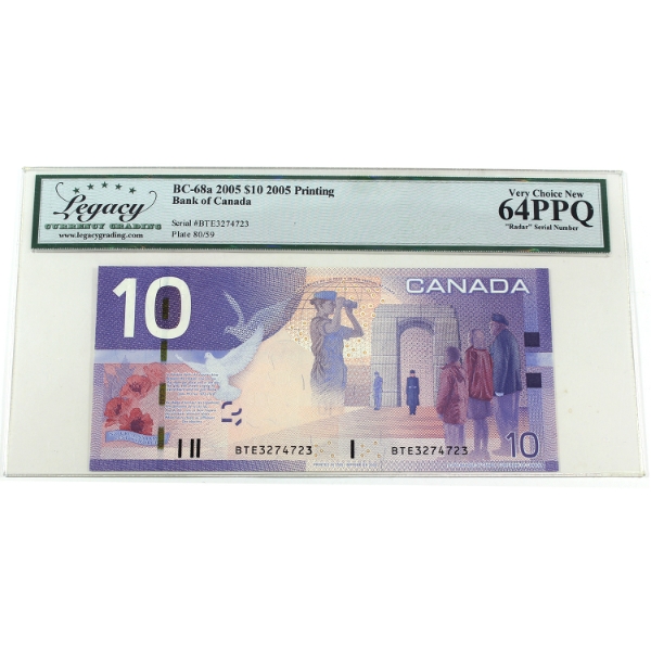 RADAR BC-68a 2005 $10 4-digit RADAR Legacy CUNC64 PPQ Jenkins-Dodge Printed in 2005 SN:BTE3274723