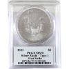 Image 1 : USA Silver 2021 $1 Silver Eagle - Type I First Strike 1oz .999 Fine Silver Coin PCGS MS70