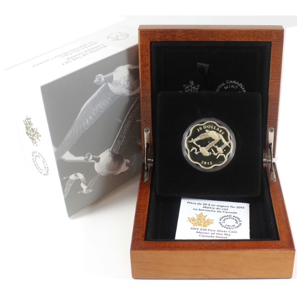 2015 $20 Master of the Sky: Canada Goose .9999 Fine Silver Coin (Tax Exempt)
