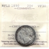 Image 1 : Newfoundland 20-cent 1890 ICCS VF30