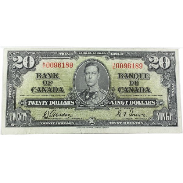 BC-25b 1937 $20 VF Gordon-Towers SN: H/E0096189