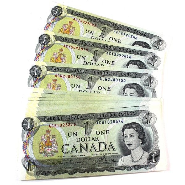 Group Lot of 21x BC-46a-i 1973 $1 in Prefix Order ACB-ACH, ACJ-ACN, ACP, ACR, ACS-ACW & ACY-ACZ