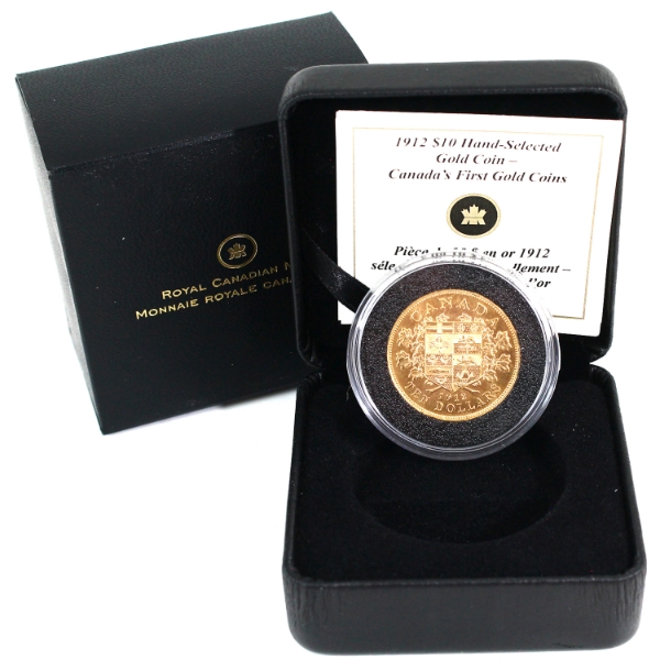 1912 Gold $10 Hand Selected Gold Coin- Canada's First Gold Coins in RCM Packaging
