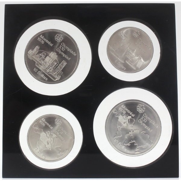 1973 $5 & $10 Montreal Olympic .925 Silver Coins Sealed in Lucite Holder