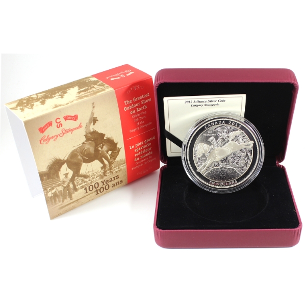2012 $50 100th Anniversary of the Calgary Stampede .9999 Fine Silver Coin (Tax Exempt)