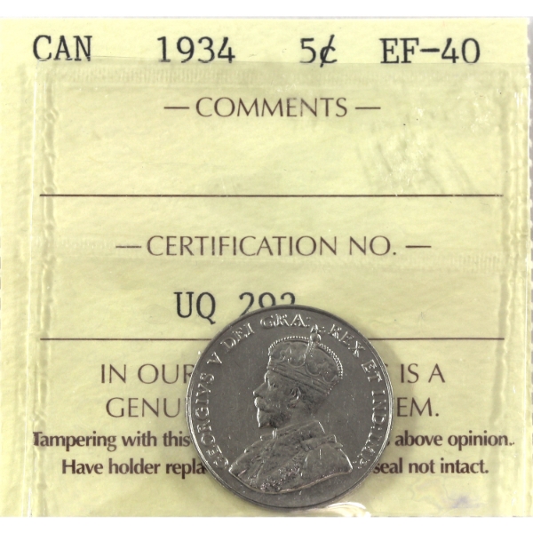 5-cent 1934 ICCS EF40