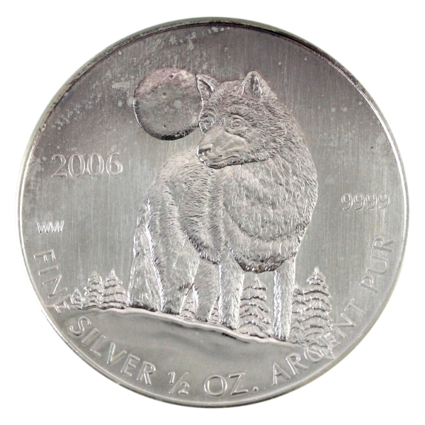 2006 $1 Wolf 1/2oz Fine Silver Coin CCCS MS67 (Tax Exempt)