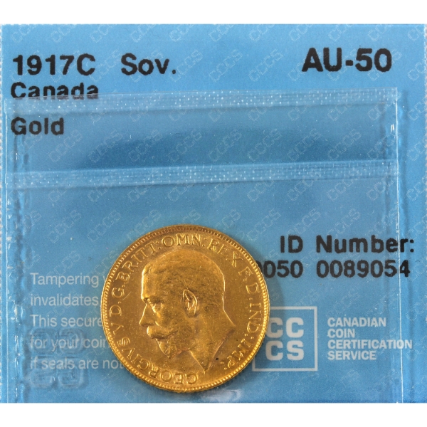 1917 Gold Sovereign CCCS AU50