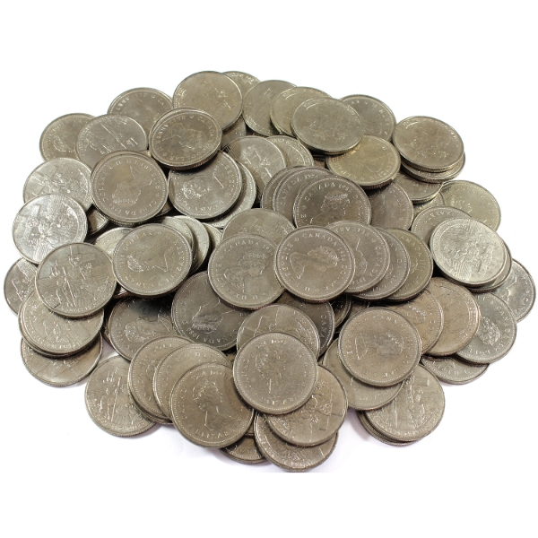 Bulk Lot of 100x 1984 Cartier Nickel Dollars. 100pcs.
