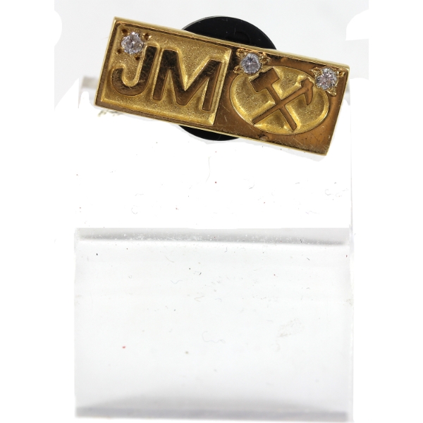 2.57g JM Johnson Matthey 10k Gold Pin w/ 3 Diamond Accents
