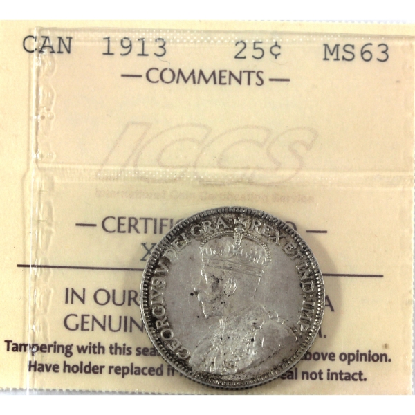 25-cent 1913 ICCS MS63
