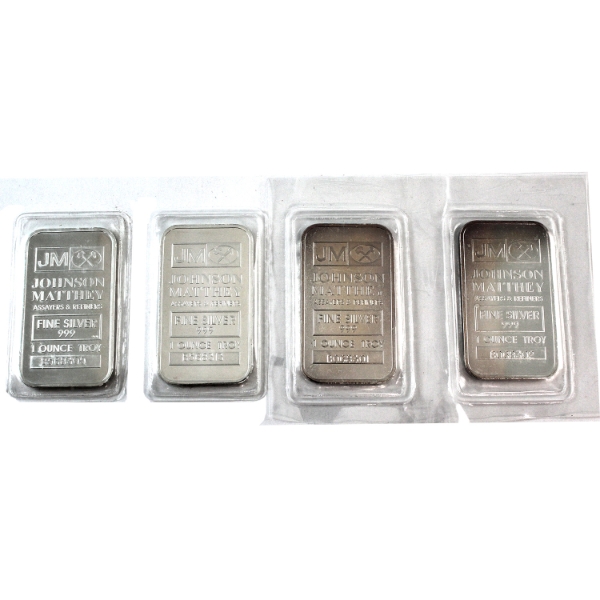 1oz JM Johnson Matthey .999 Silver Bar. 4pcs. (Tax Exempt)