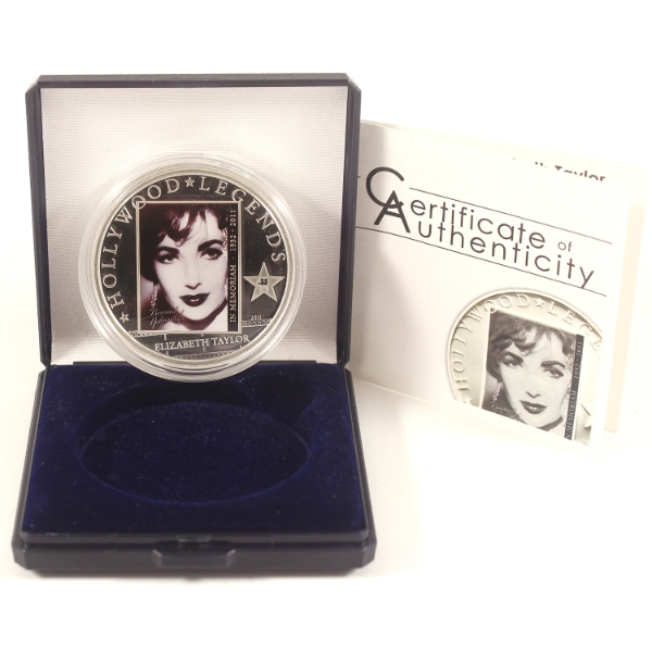 Cook Islands Silver 2011 $5 Hollywood Legends Elizabeth Taylor 25g .925 Fine Silver Coin