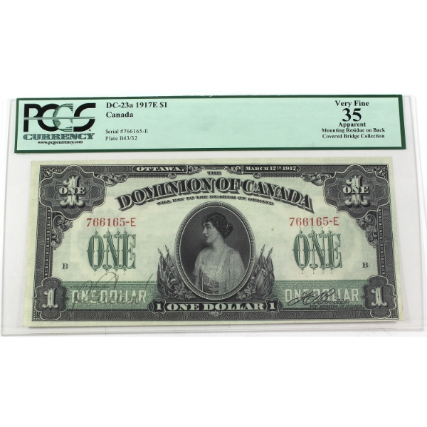 DC-23a 1917E $1 PCGS VF30 Various-Boville SN: 766165-E ppB