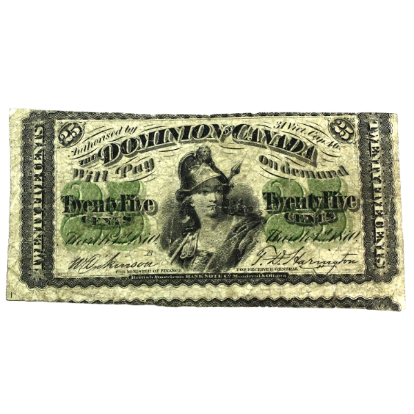 DC-1c 1870 25-cent Shinplaster Dickinson-Harington