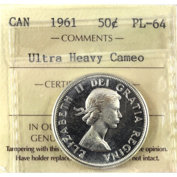 50-cent 1961 ICCS PL64 Ultra Heavy Cameo