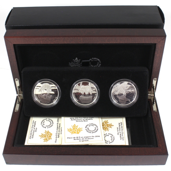 2016 $10 Reflections of Wildlife 3-Coin .9999 Fine Silver Set (Tax Exempt)