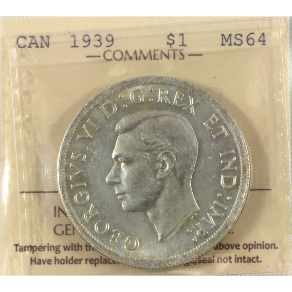 Silver $1 1939 Quad HP ICCS MS64