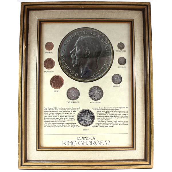 Great Britain Coins of George V 9-Coin Set in Wooden Frame