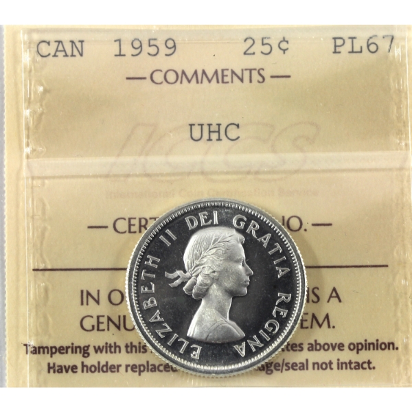 25-cent 1959 ICCS PL67 Ultra Heavy Cameo