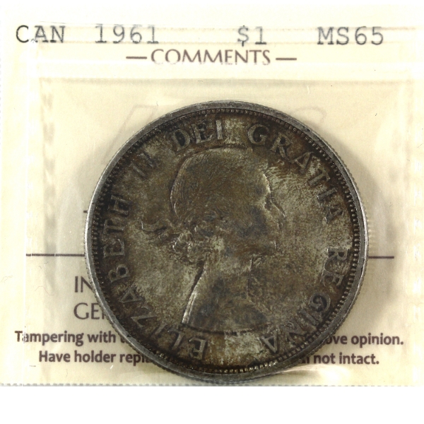 Silver $1 1961 ICCS MS65