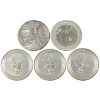 Image 1 : 5x 1oz Cryptocurrency & Elemetal .999 Fine Silver Rounds. 5pcs. (Tax Exempt)