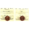 Image 1 : 1-cent 1985 Blunt 5 & 1989 ICCS MS66 Red. 2pcs