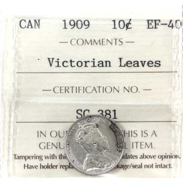 10-cent 1909 Victorian Leaves ICCS EF40