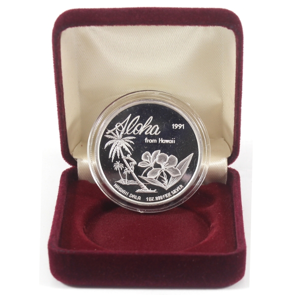 RARE! 1oz 1991 Aloha From Hawaii- Total Solar Eclipse .999 Fine Silver Round (Tax Exempt)
