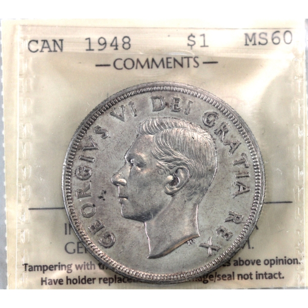 Silver $1 1948 ICCS MS60