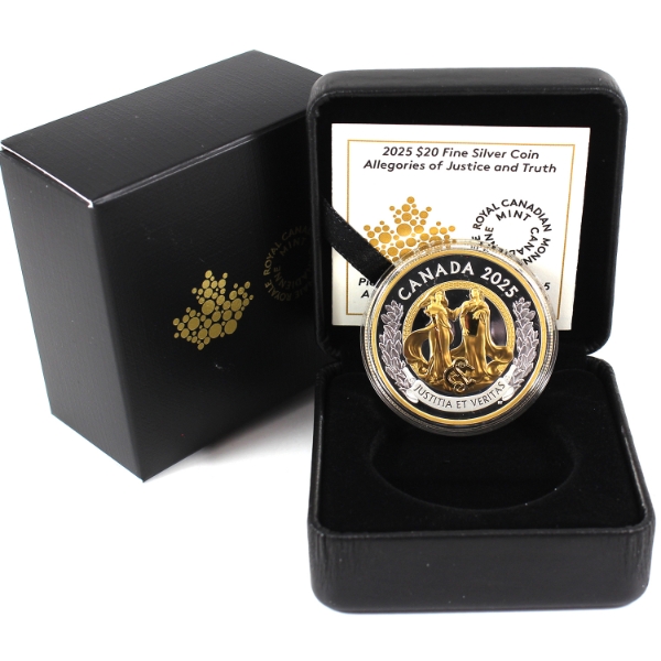 2025 $20 Allegories of Justice and Truth 1oz .9999 Fine Silver Coin (Tax Exempt)