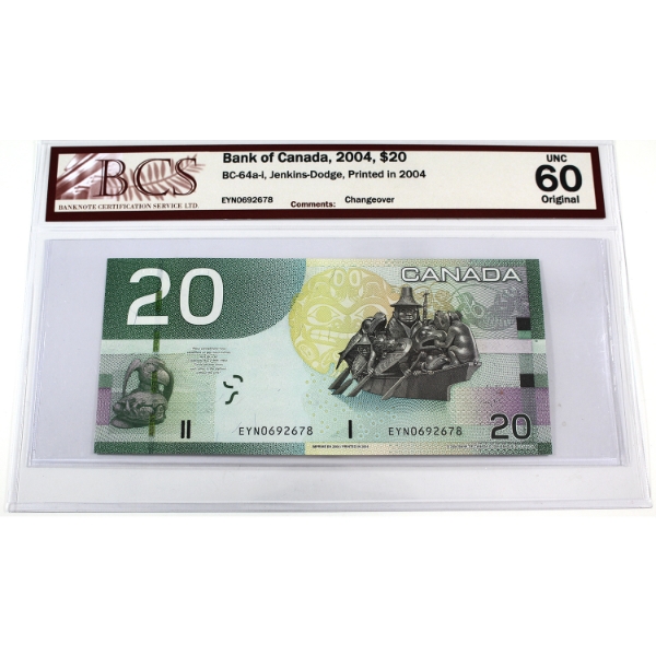 BC-64a-i 2004 $20 BCS UNC60 Original Jenkins-Dodge Changeover SN: EYN0692678