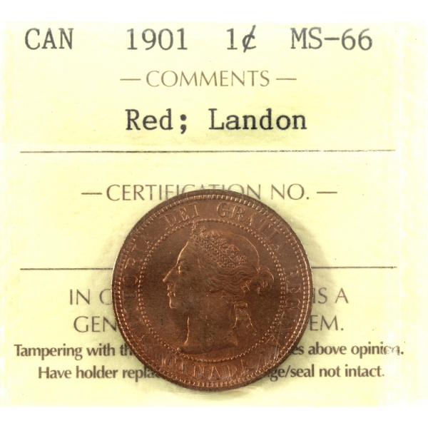 1-cent 1901 ICCS MS66 Red; Landon