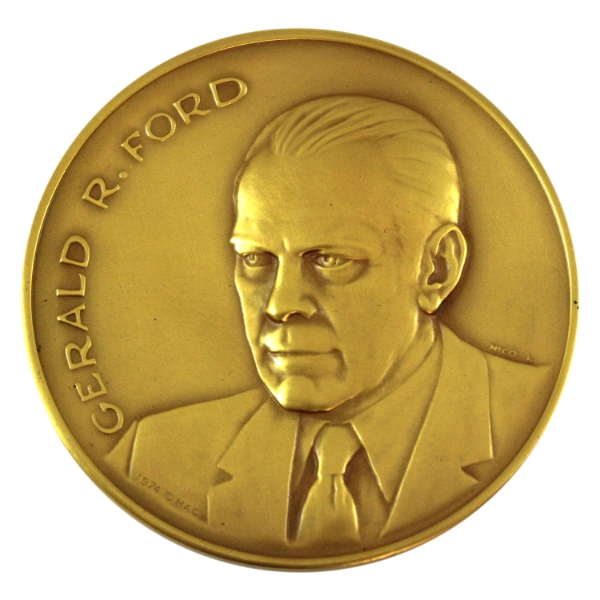 USA 1974 Official Gerald R. Ford Presidential Inaugural 24K Gold-Plated Pure Silver Medal 