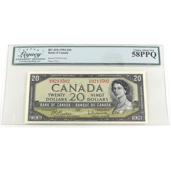 BC-41b 1954 $20 Legacy Choice AU58 PPQ Beattie-Rasminsky SN:C/W9213502