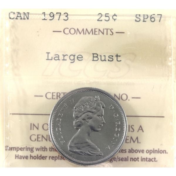 25-cent 1973 Large Bust ICCS SP67